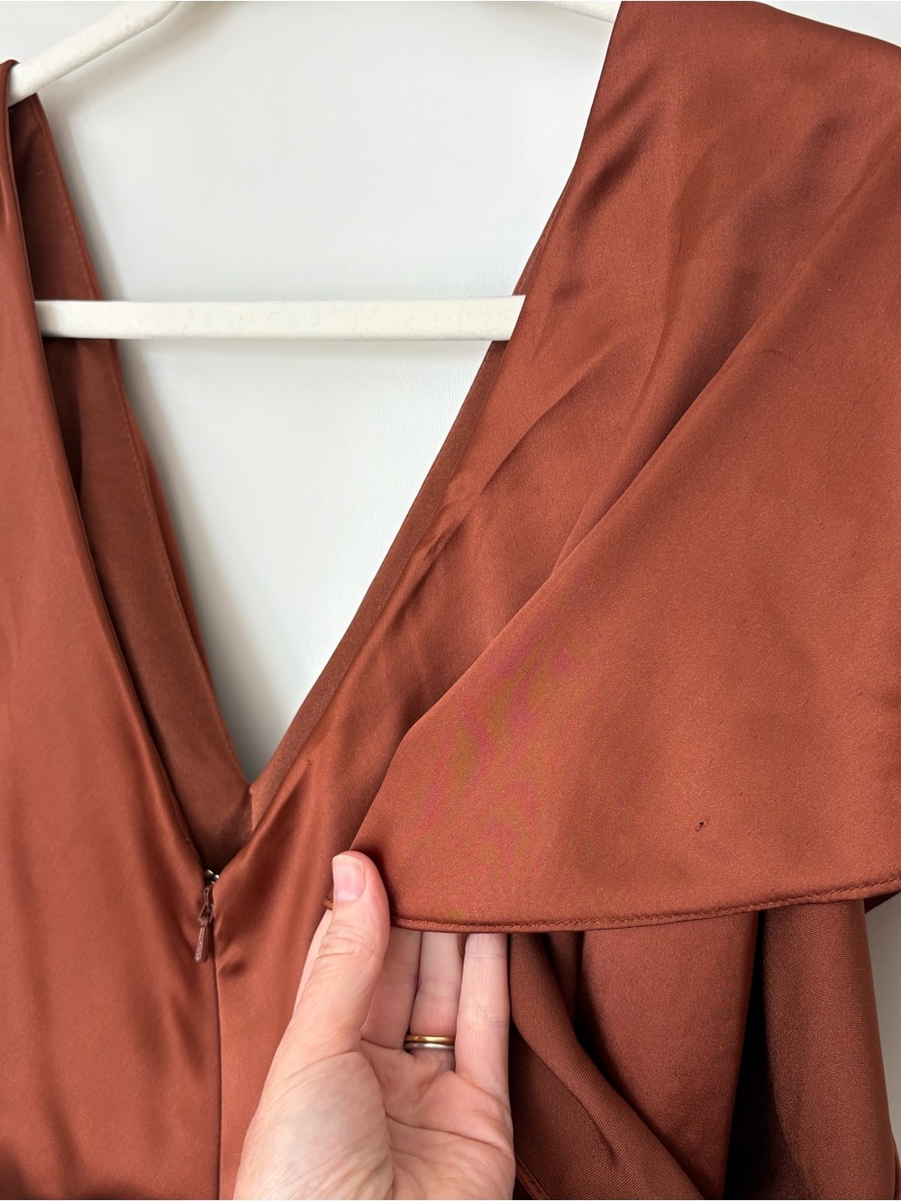 Revelry Brown Gwen Satin VNeck Bridesmaid Maxi Dress Formal Chic Evening Gown 10 - Picture 8 of 13